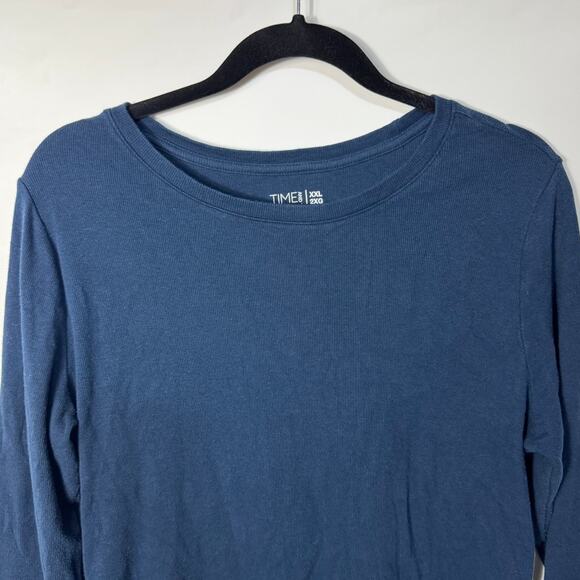Time and Tru Womens Rib Knit Long Sleeve T Shirt Dark Blue XXL 20 - Picture 2 of 8